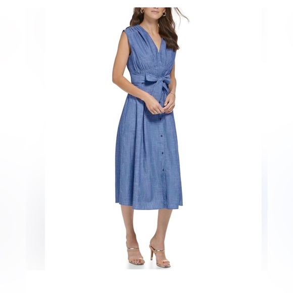 NWT- DKNY 100% Cotton Sleeveless Dress - Picture 1 of 9